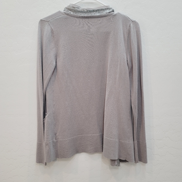 💕 LC Lauren Conrad Gray Open Front Sequin Cardigan Women's Size Small - Picture 2 of 8